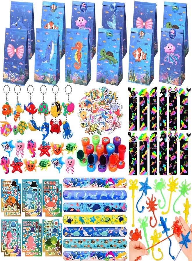 Winrayk 148Pcs Under the Sea Party Favors Birthday Supplies Kids Ocean Sea Animal Toy Gift Bag Sticky Hand Bookmark Diy Sticker Stamper Ring Boys Girls Goodie Bag Stuffers Ocean Birthday Party Favors - Image 1